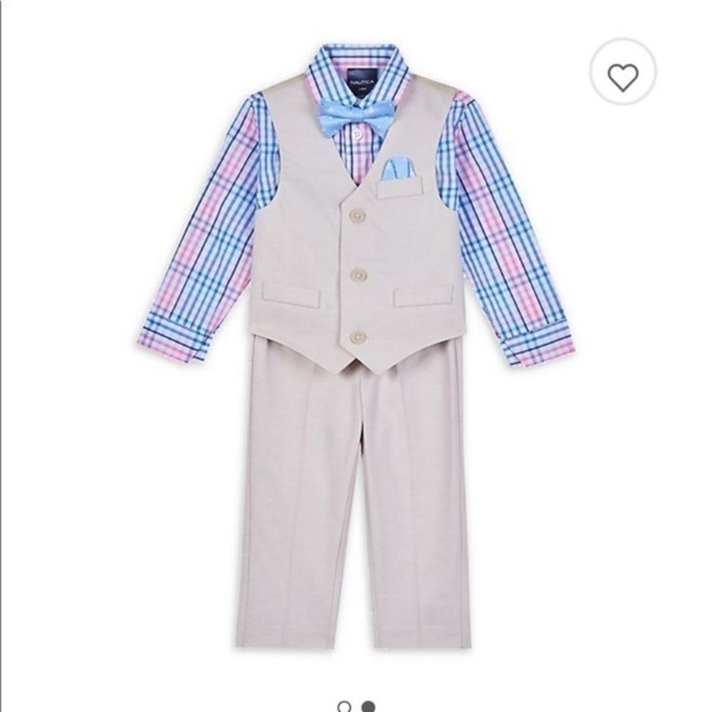 Nautica 4-Piece Oxford Vest, Plaid Shirt 18 month